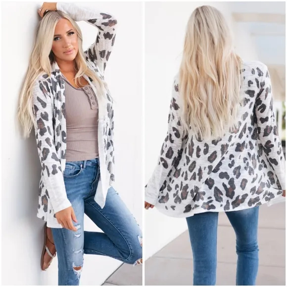 Cream Printed Long Sleeve Cardigan