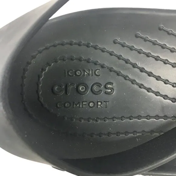 Crocs Serena T-Strap Iconic Comfort Slingback Beach Sandals Black Women's Size 7