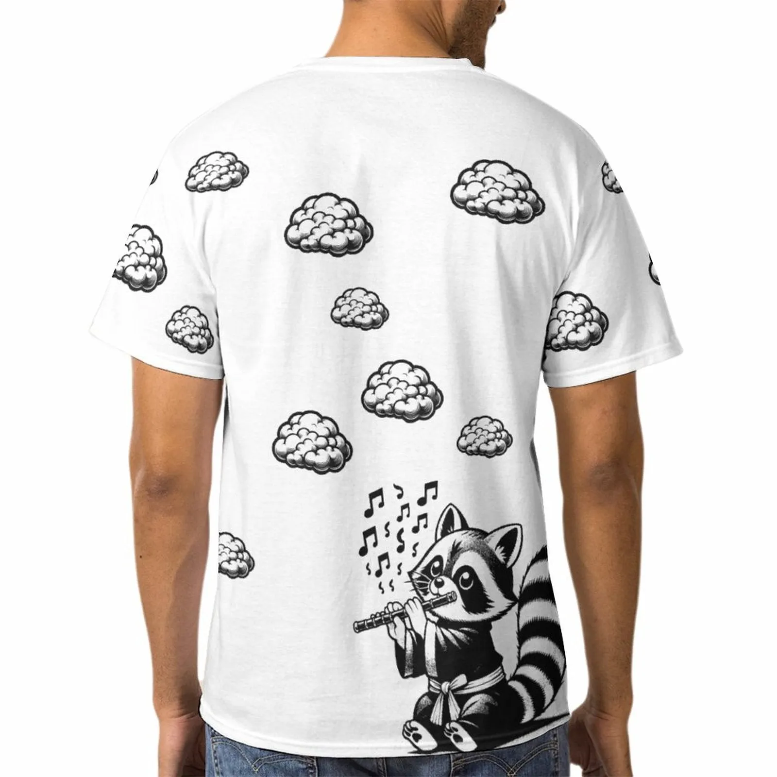 Cute Flute with Clouds - Men's T-Shirt Short Sleeve