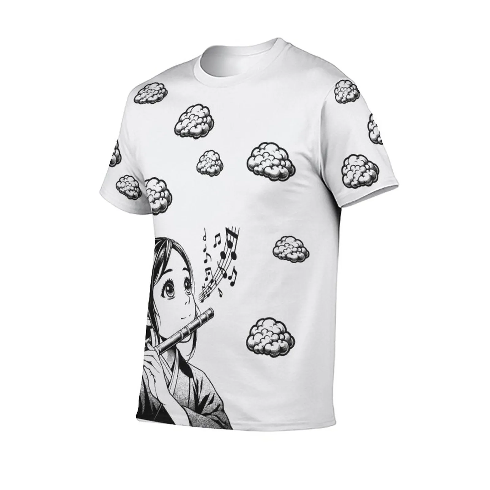 Cute Flute with Clouds - Men's T-Shirt Short Sleeve