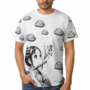 Cute Flute with Clouds - Men's T-Shirt Short Sleeve