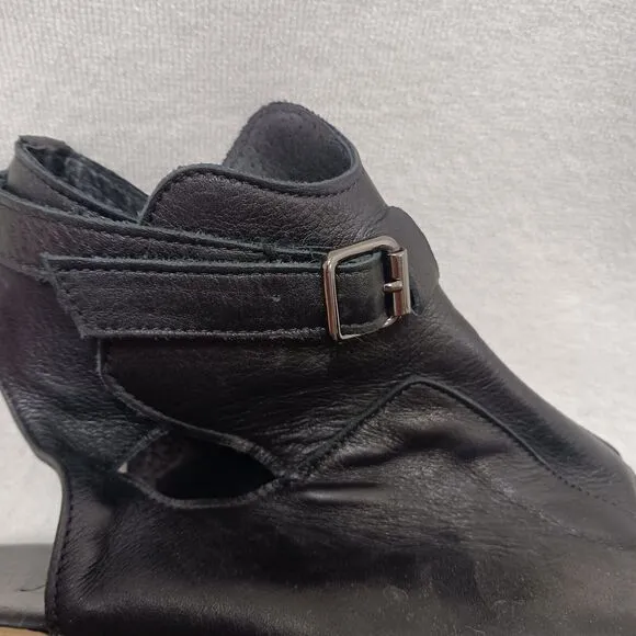 CW Chewing Gladiator Leather Sandal Womens Size 9 WIDE Black Goth PUNK Lagenlook