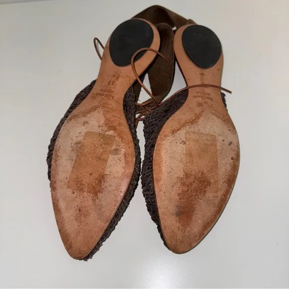 CYDWOQ North Elegant Brown Woven Sandals 38