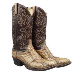 Dan Post Python Leather Western Boots Mens 9.5D Brown Ranch Wear Rodeo Classic