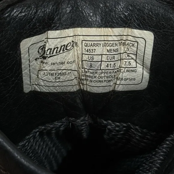 Danner 10&quot; Quarry Logger GTX Gore Tex Work Boots Men's Size 8 D Black 14537