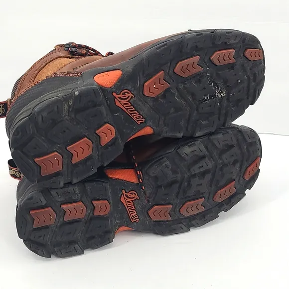 Danner 8.5 brown black rust orange steel toe lace up work boots