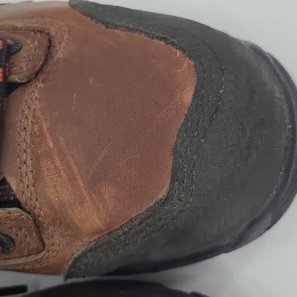 Danner 8.5 brown black rust orange steel toe lace up work boots
