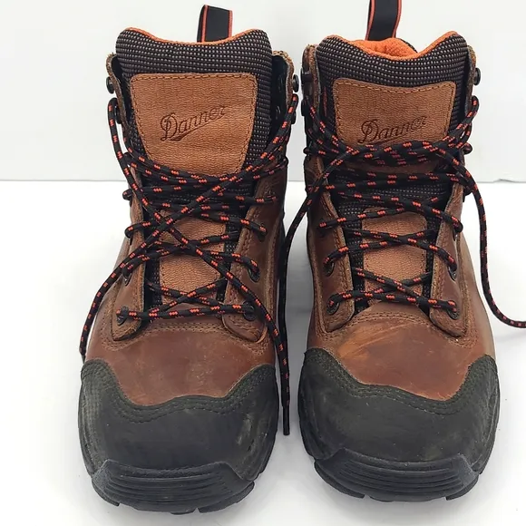 Danner 8.5 brown black rust orange steel toe lace up work boots