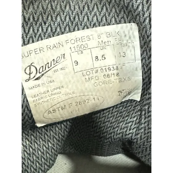 Danner Super Rain Forest 8” Work Boots Men’s Size 9  -200g GTX 15100 Goretex