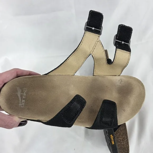Dansko Dayna Black Suede Sandals with Buckles sz 41 W 10.5-11