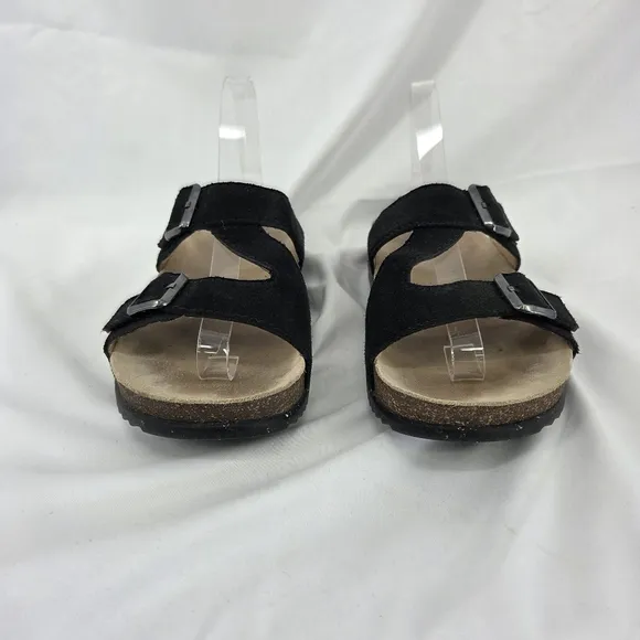 Dansko Dayna Black Suede Sandals with Buckles sz 41 W 10.5-11