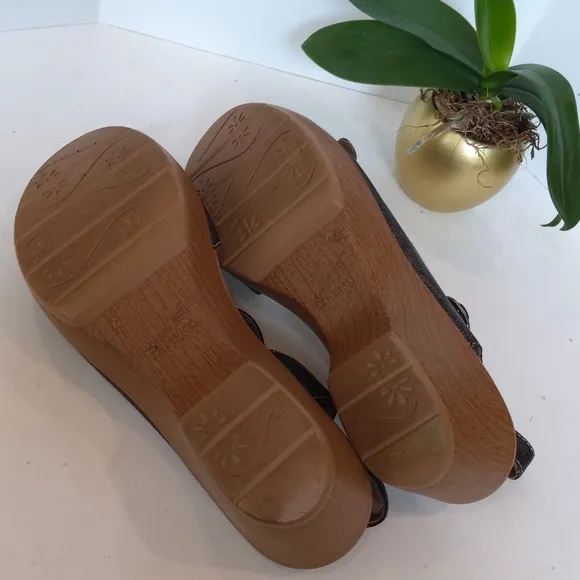 Dansko Joanie leather clogs bronze brown metallic color sandals