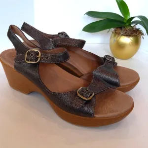 Dansko Joanie leather clogs bronze brown metallic color sandals