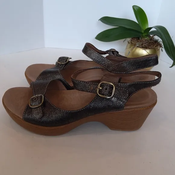 Dansko Joanie leather clogs bronze brown metallic color sandals
