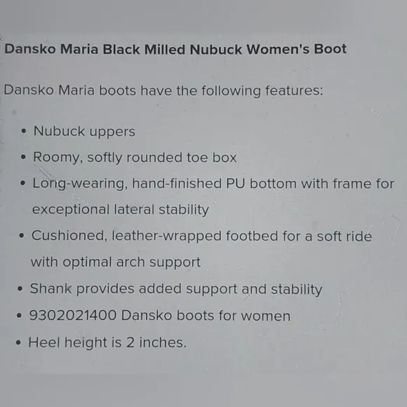 Dansko Maria Milled Nubuck ALL Black Leather Comfort Ankle Boots Neutral Sz.37