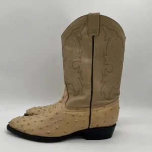 Darios Genuine Ostrich Skin Western Cowboy Boots Tan Men’s SZ 12 1/2