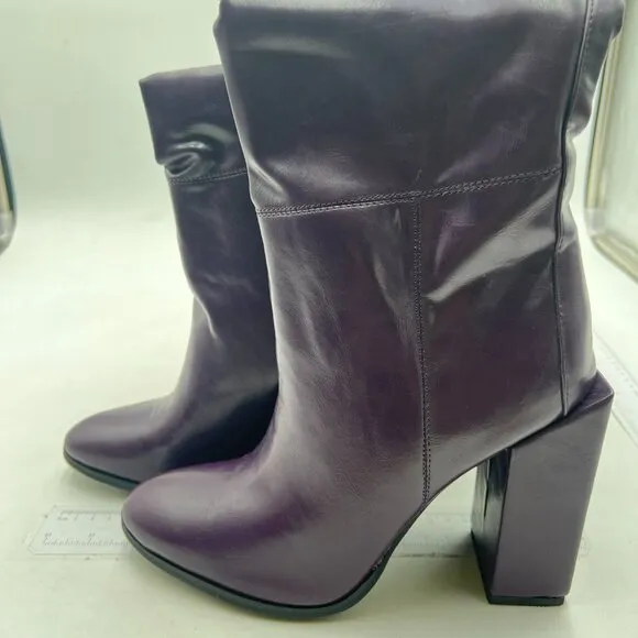 Darkorchid Women Fashion Knee High Stretch Long Boots Round Toe Block Heel Shoes
