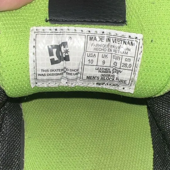 DC Ken Block Pure 43 Size 10 Skate Shoes Black Lime Citrus RARE