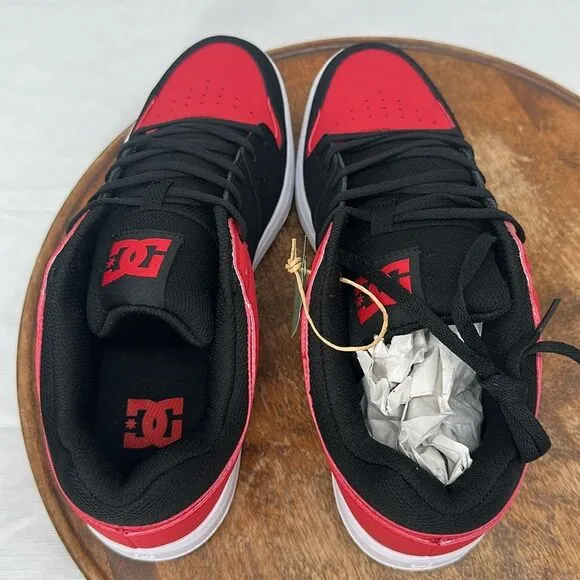 DC Shoes Mens 10.5 Cure Black/Red/Black Lace Up Sneakers Skate Streetwear