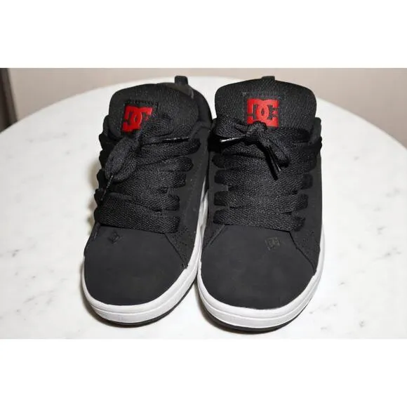 DC Shoes Youth Court Graffik Sneakers – Black Camo Logo Skate Shoes, Size 4.5Y /