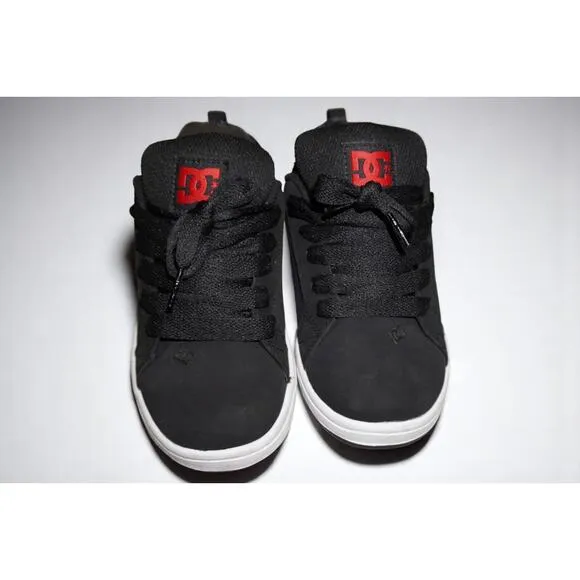 DC Shoes Youth Court Graffik Sneakers – Black Camo Logo Skate Shoes, Size 4.5Y /