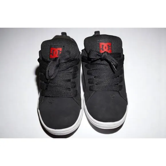 DC Shoes Youth Court Graffik Sneakers – Black Camo Logo Skate Shoes, Size 4.5Y /