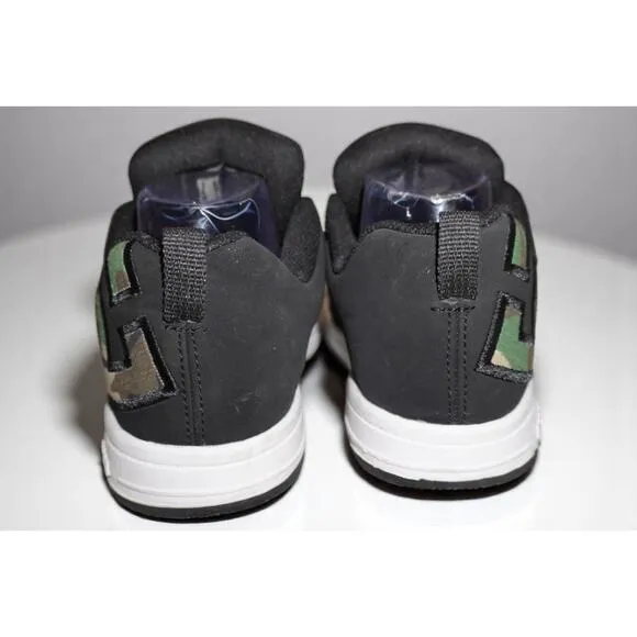 DC Shoes Youth Court Graffik Sneakers – Black Camo Logo Skate Shoes, Size 4.5Y /