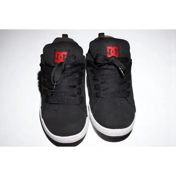 DC Shoes Youth Court Graffik Sneakers – Black Camo Logo Skate Shoes, Size 4.5Y /