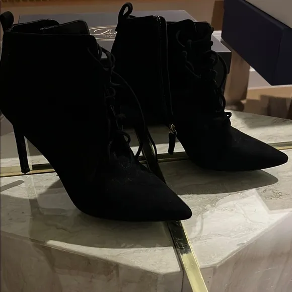 Delman Black Heeled Boots with Stiletto Heel