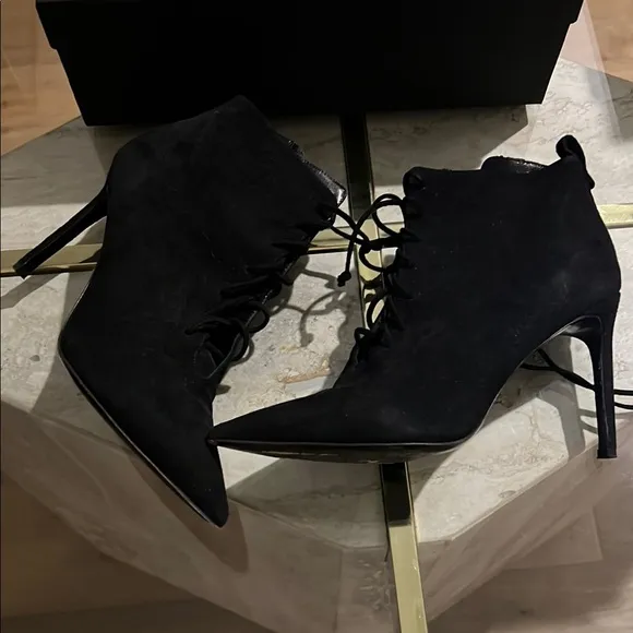 Delman Black Heeled Boots with Stiletto Heel