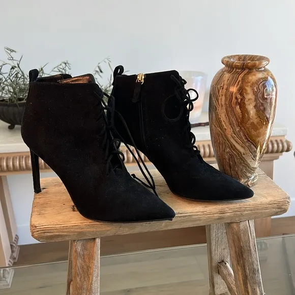 Delman Black Heeled Boots with Stiletto Heel
