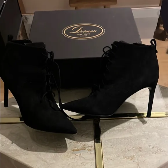 Delman Black Heeled Boots with Stiletto Heel