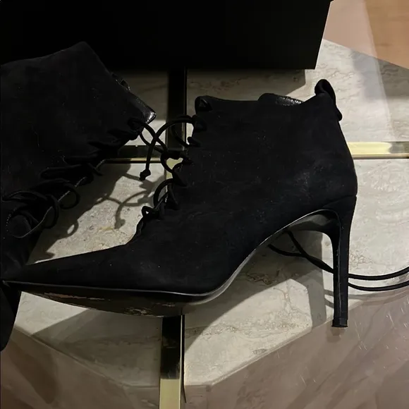 Delman Black Heeled Boots with Stiletto Heel