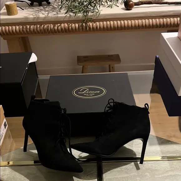 Delman Black Heeled Boots with Stiletto Heel