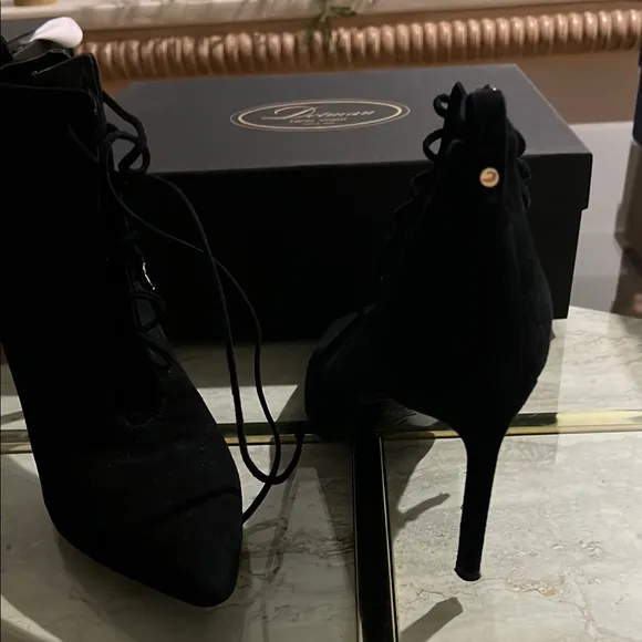 Delman Black Heeled Boots with Stiletto Heel