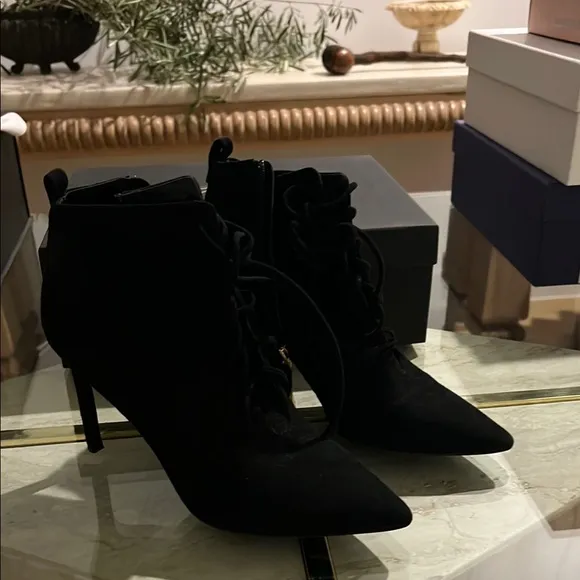 Delman Black Heeled Boots with Stiletto Heel