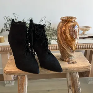 Delman Black Heeled Boots with Stiletto Heel