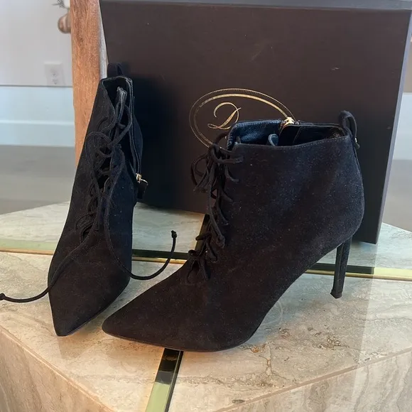 Delman Black Heeled Boots with Stiletto Heel