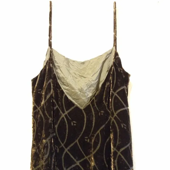 Devore Velvet Maxi Slip Dress - Rayon/Silk Blend 90s Timeless