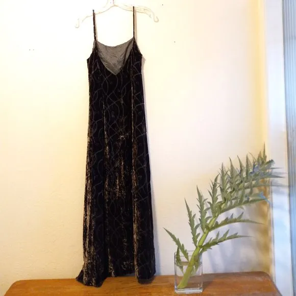 Devore Velvet Maxi Slip Dress - Rayon/Silk Blend 90s Timeless