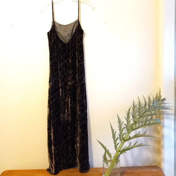 Devore Velvet Maxi Slip Dress - Rayon/Silk Blend 90s Timeless