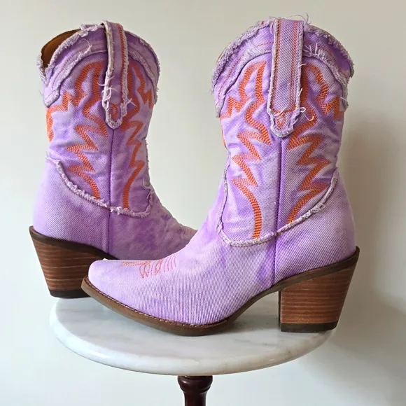 Dingo DI950 Y'all Need Dolly Purple Western Snip Toe Cowgirl Boots Size 7 New