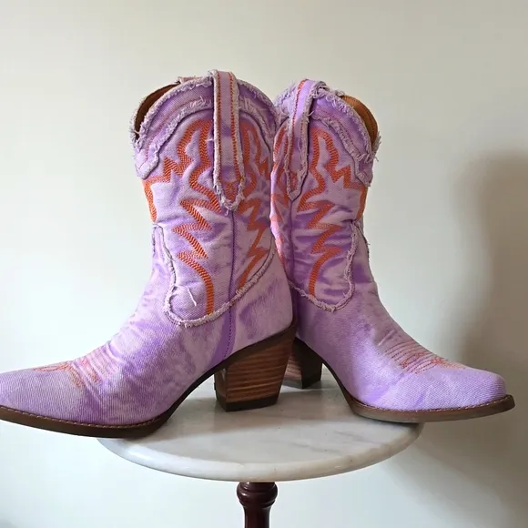 Dingo DI950 Y'all Need Dolly Purple Western Snip Toe Cowgirl Boots Size 7 New