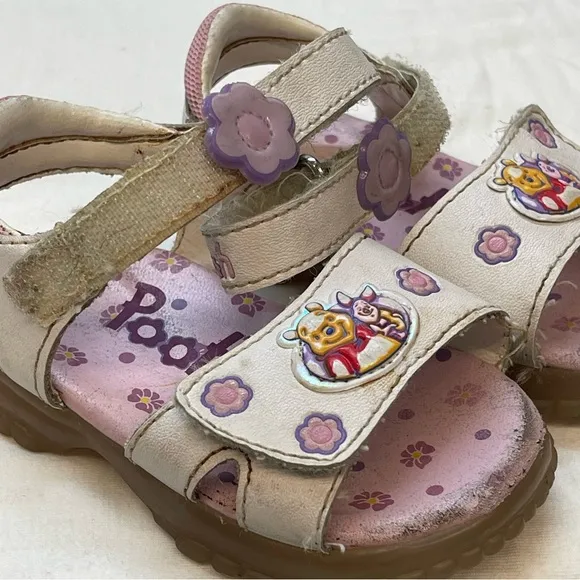 Disney Cream and Pink Sandals with Velcro Straps