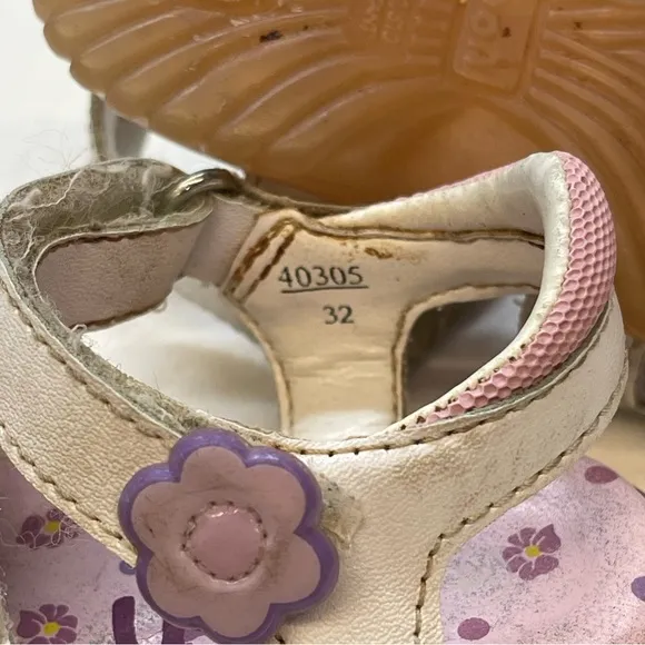 Disney Cream and Pink Sandals with Velcro Straps