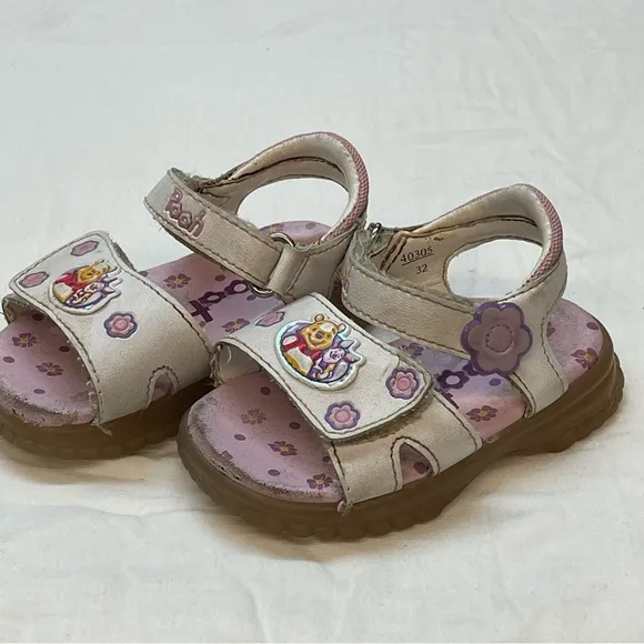 Disney Cream and Pink Sandals with Velcro Straps