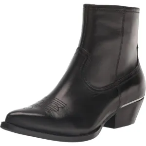 DKNY LUKAS WESTERN BOOTIES COWBOY SMOOTH WOMEN BOOTS CALF LEA BLACK COLOR SIZE 9