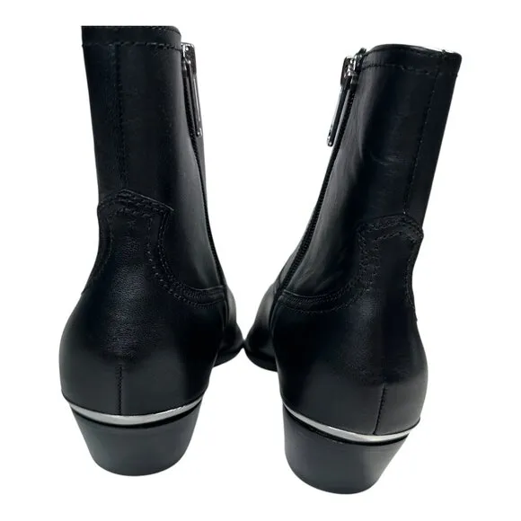 DKNY LUKAS WESTERN BOOTIES COWBOY SMOOTH WOMEN BOOTS CALF LEA BLACK COLOR SIZE 9