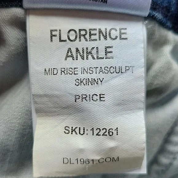 DL1961 Florence Ankle Mid Rise Instasculpt Skinny Jeans Size 26