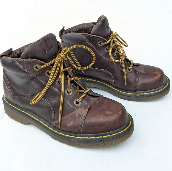 DOC MARTENS 8444 Lace-up high top brown leather work boots